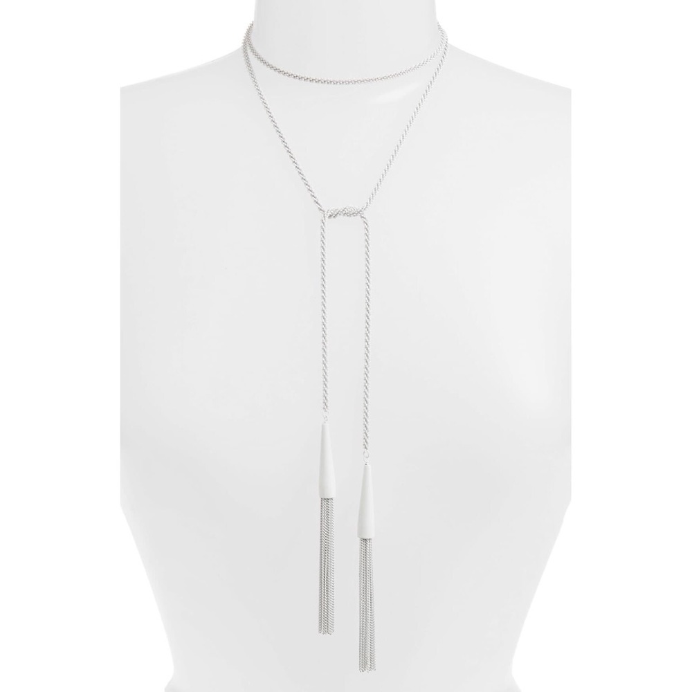 Kendra Scott Layering Wrap Chain Necklace White Fringe